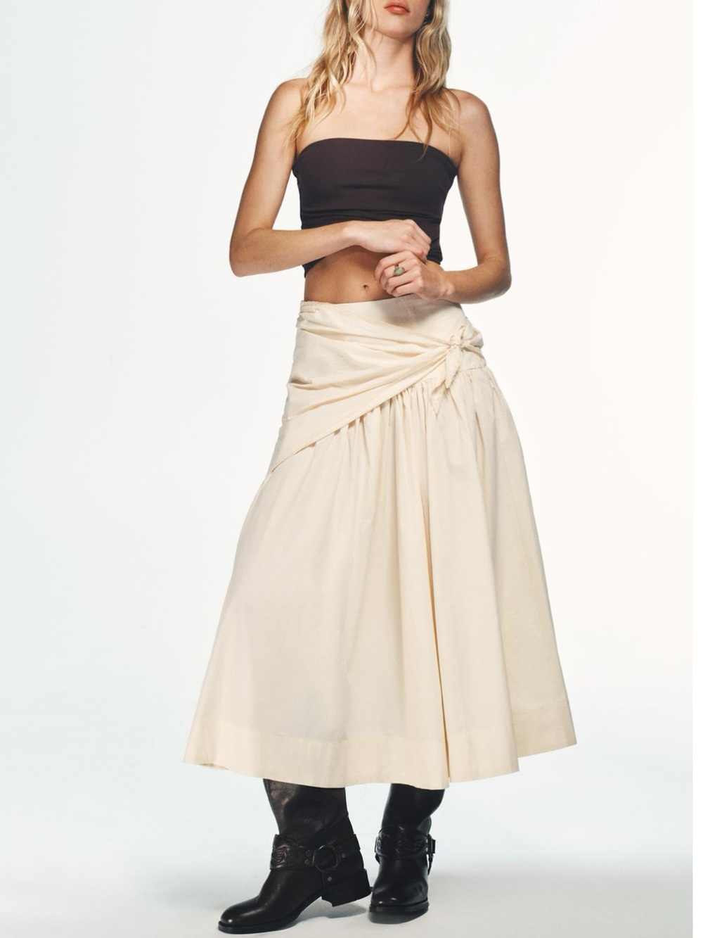 ZARA--SCARF VOLUME MIDI SKIRT -NWT XS